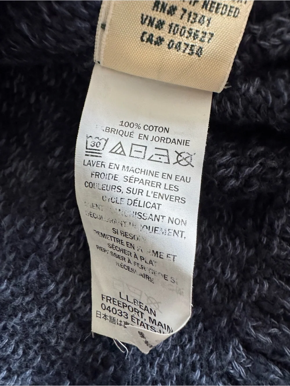 L.L. Bean Cotton Fair Isle Mock Turtleneck Sweater Navy Nordic XS